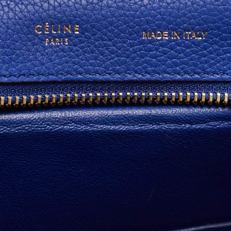 Pre Owned Celine Blue Leather and Suede Medium Trapeze Bag