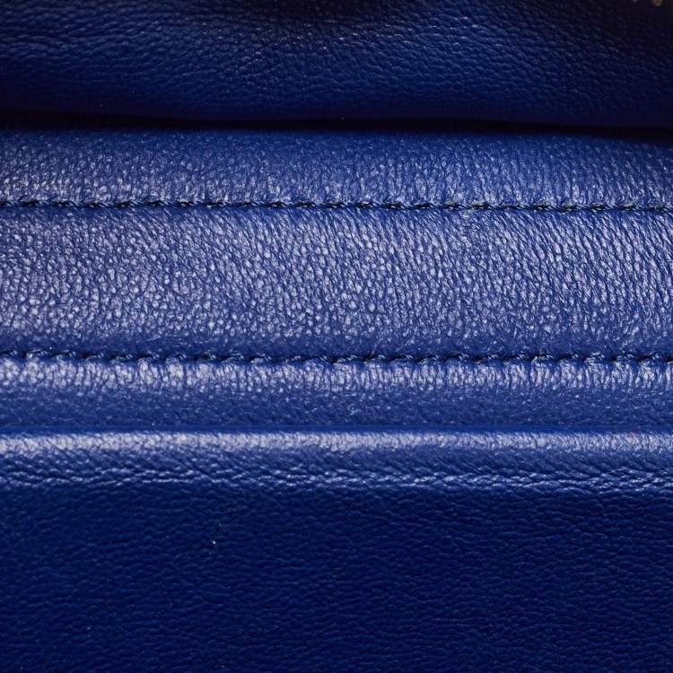 Pre Owned Celine Blue Leather and Suede Medium Trapeze Bag