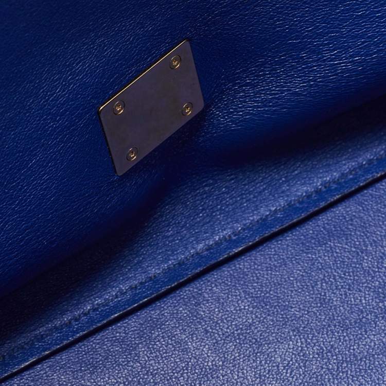 Pre Owned Celine Blue Leather and Suede Medium Trapeze Bag