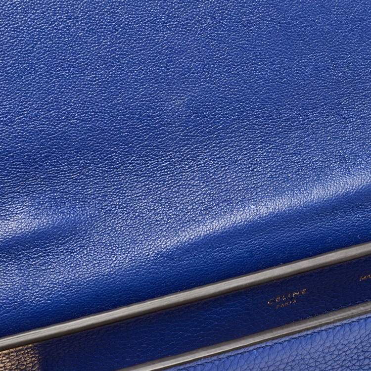 Pre Owned Celine Blue Leather and Suede Medium Trapeze Bag