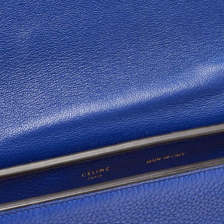 Pre Owned Celine Blue Leather and Suede Medium Trapeze Bag