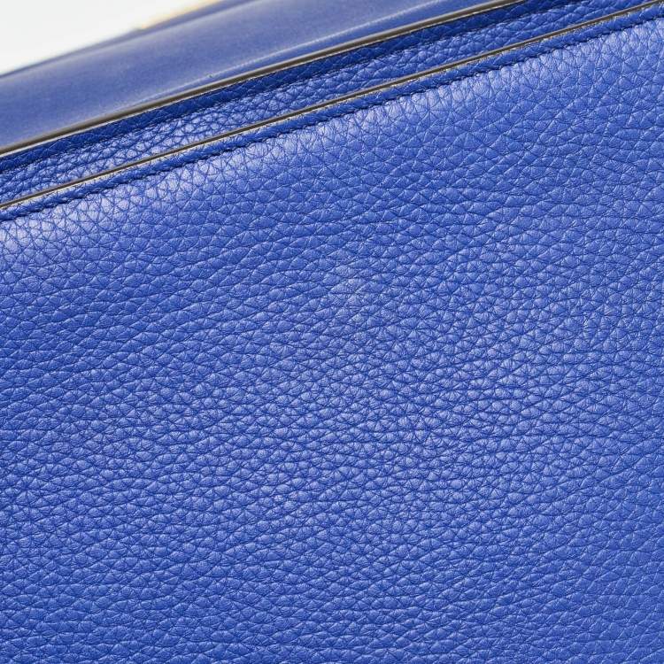 Pre Owned Celine Blue Leather and Suede Medium Trapeze Bag