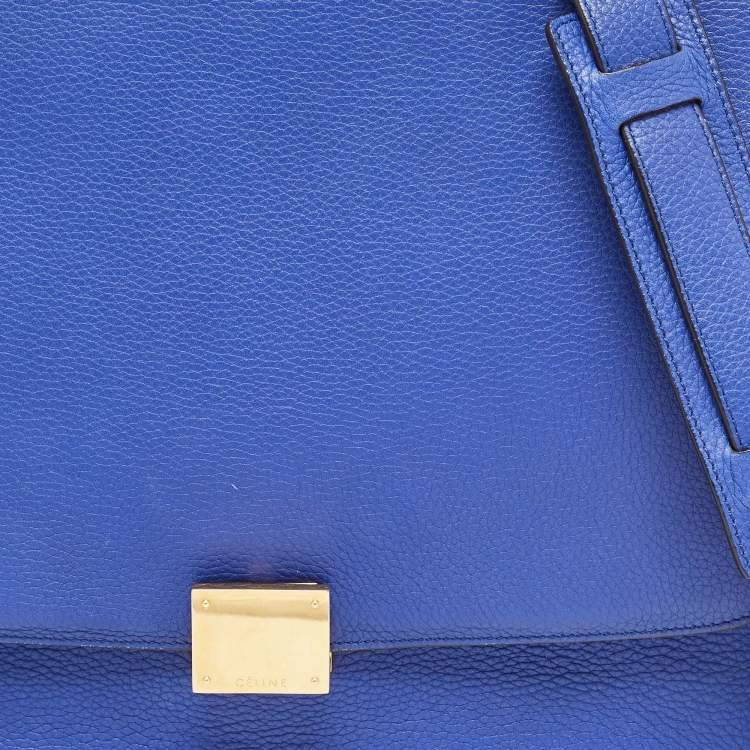 Pre Owned Celine Blue Leather and Suede Medium Trapeze Bag