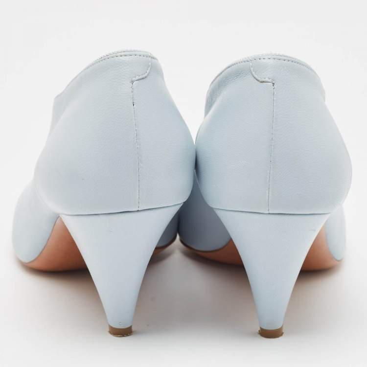 Pre Owned Celine Blue Leather Vamp Pointed Toe Pumps Size 39