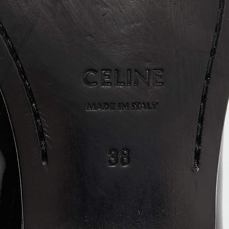 Pre Owned Celine White//Black Patent Leather Lace Up Pointed Toe Oxfords Size 38