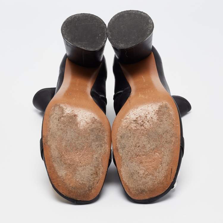 Pre Owned Celine Black Leather Ankle Boots Size 39