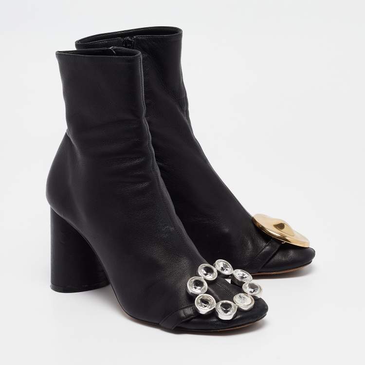 Pre Owned Celine Black Leather Ankle Boots Size 39