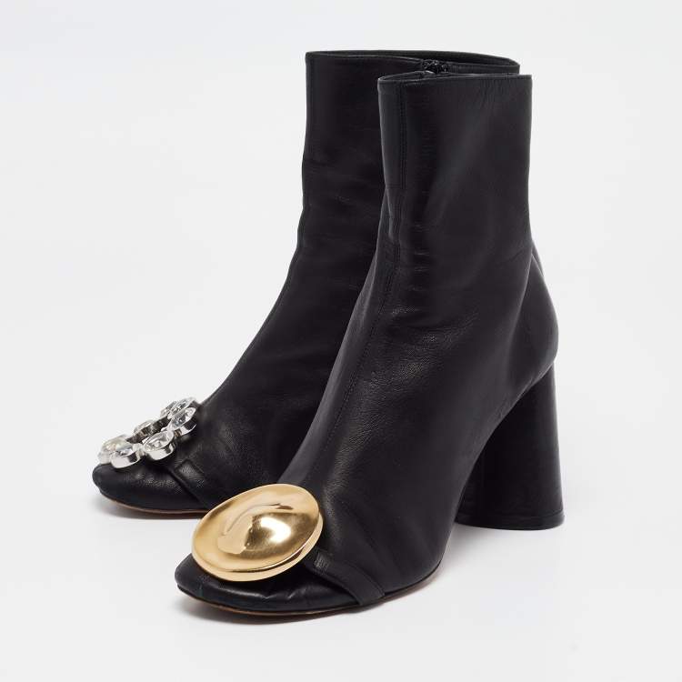 Pre Owned Celine Black Leather Ankle Boots Size 39