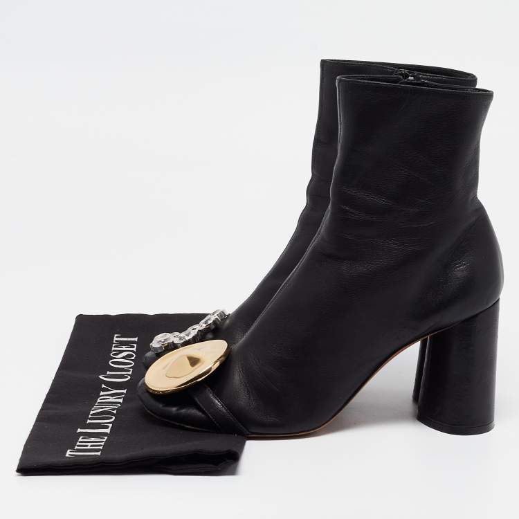Pre Owned Celine Black Leather Ankle Boots Size 39
