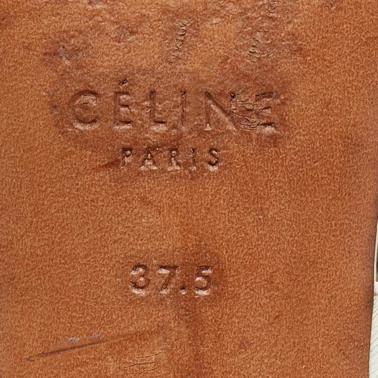 Pre Owned Celine White Leather Toe Ring Ankle Wrap Sandals Size 37.5