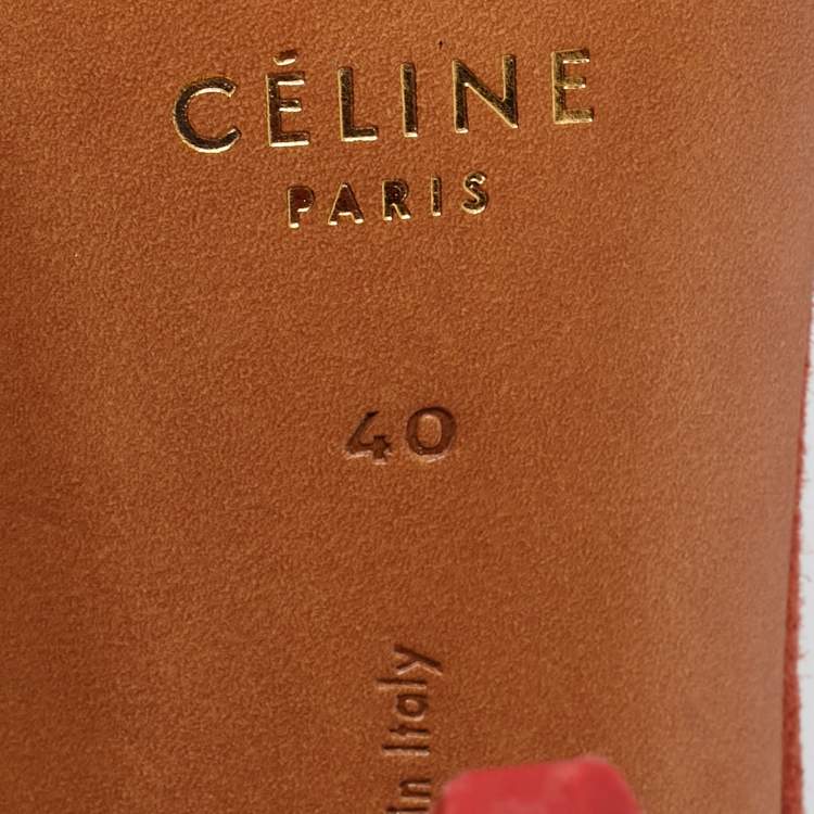 Pre Owned Celine Brown Leather and Suede Ankle Strap Sandals Size 40