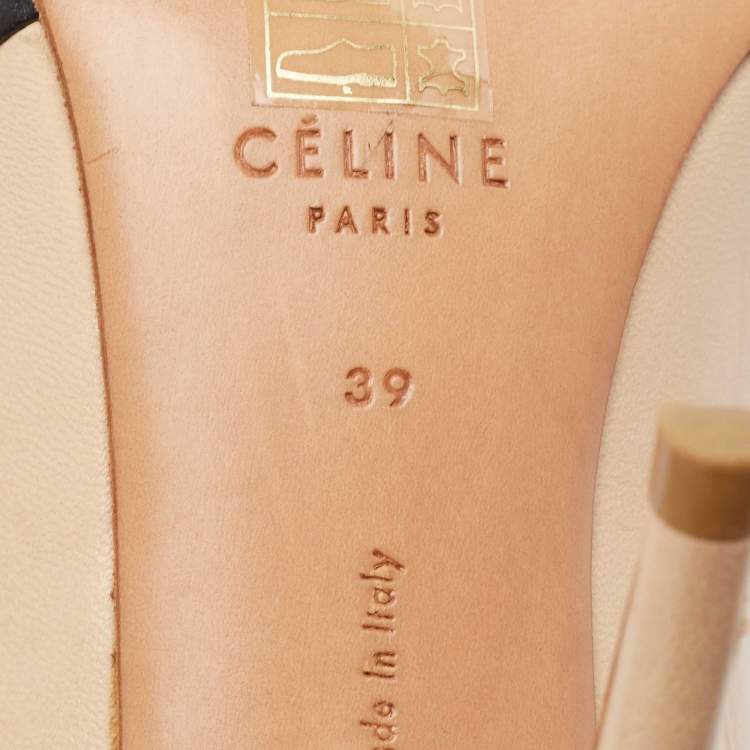 Pre Owned Celine Beige/Black Leather Pointed Toe Pumps Size 39