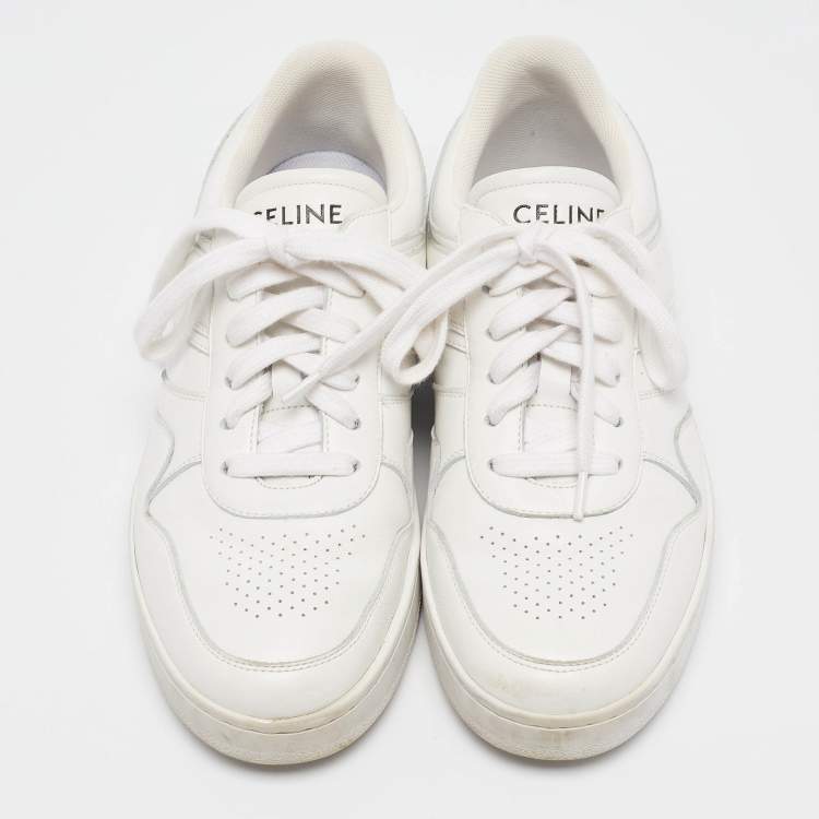 Pre Owned Celine White Leather Lace Up Sneakers Size 37