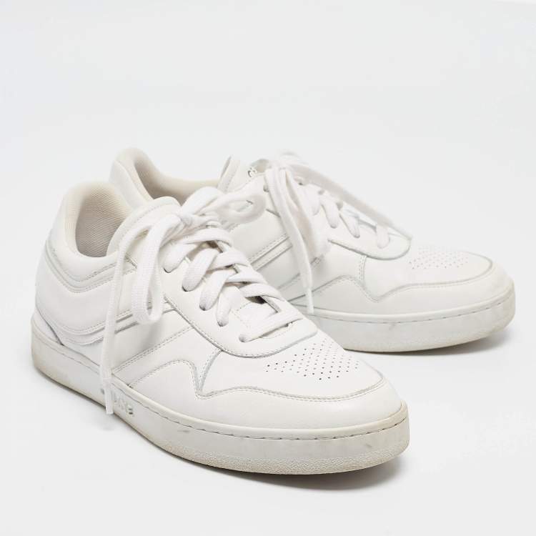 Pre Owned Celine White Leather Lace Up Sneakers Size 37