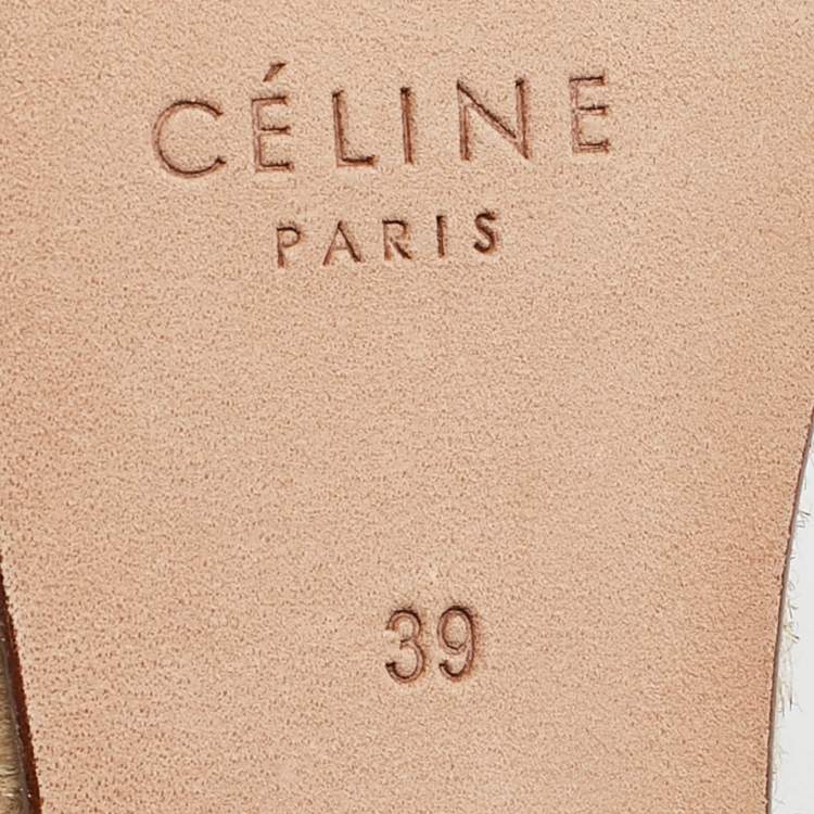 Pre Owned Celine Black Leather Espadrille Wedge Sandals Size 39