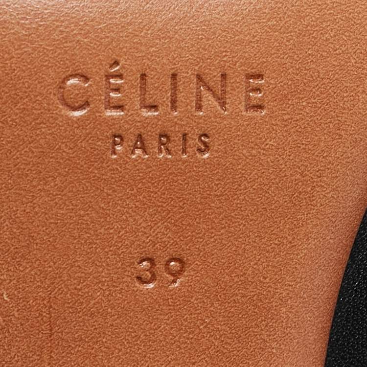 Pre Owned Celine Black Leather V Neck Booties Size 39