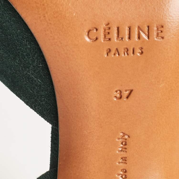 Pre Owned Celine Green Suede Pointed Toe  D'orsay Pumps Size 37