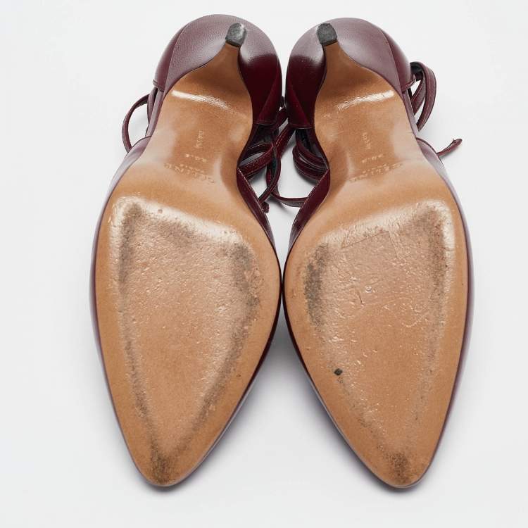 Pre Owned Celine Burgundy Leather Night Out Pumps Size 38.5