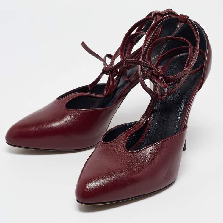 Pre Owned Celine Burgundy Leather Night Out Pumps Size 38.5
