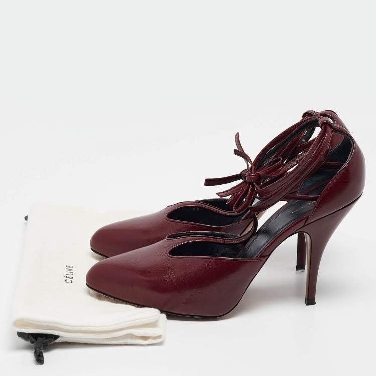 Pre Owned Celine Burgundy Leather Night Out Pumps Size 38.5