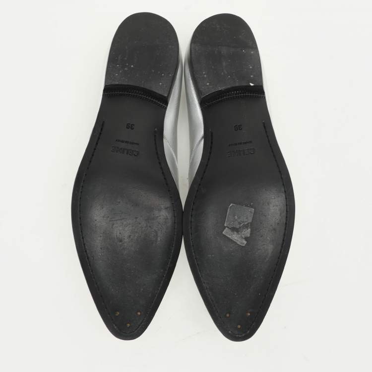 Pre Owned Celine Silver Leather Lace Up Derby Size 39