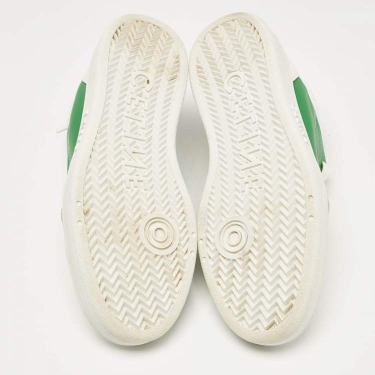 Pre Owned Celine White/Green Leather CT-02 Lace Up Sneakers Size 39