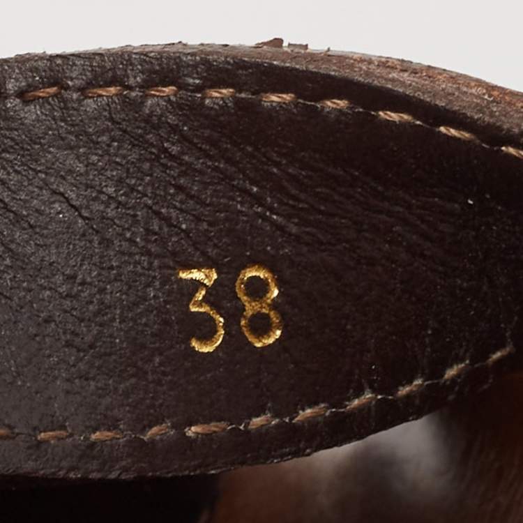 Pre Owned Celine Brown Leather Triomphe Flat Sandals Size 38