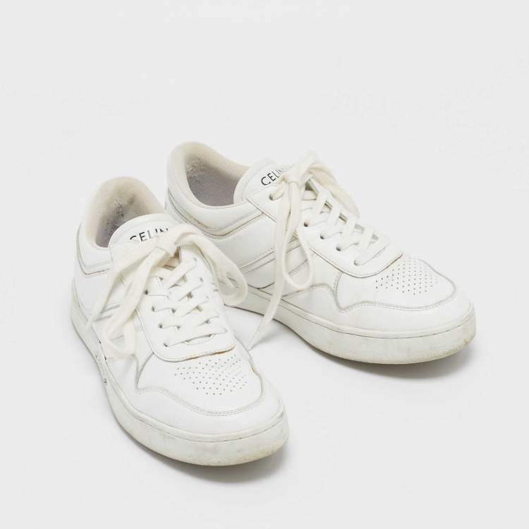 Pre Owned Celine White Leather Low Top Sneakers Size 36