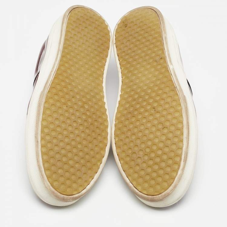 Pre Owned Celine Burgundy Leather Tassel Slip On Sneakers Size 38