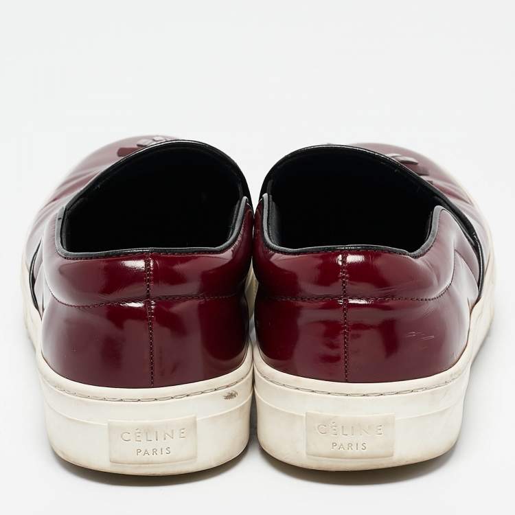 Pre Owned Celine Burgundy Leather Tassel Slip On Sneakers Size 38