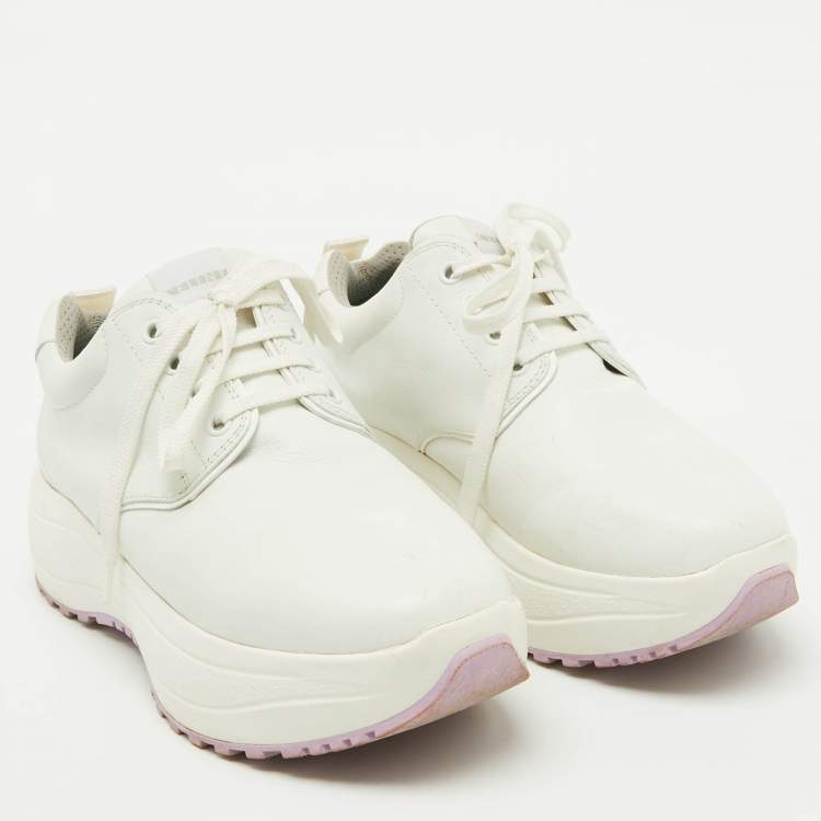 Pre Owned Celine White Leather Low Top Chunky Sneakers Size 38
