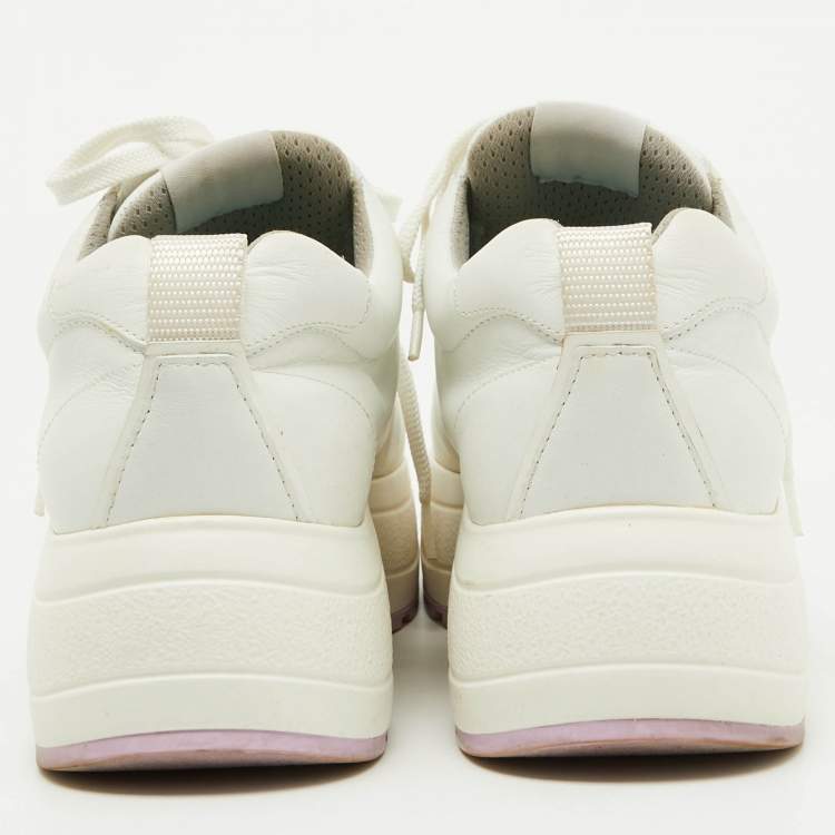 Pre Owned Celine White Leather Low Top Chunky Sneakers Size 38