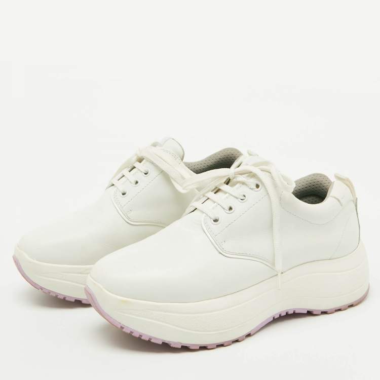 Pre Owned Celine White Leather Low Top Chunky Sneakers Size 38