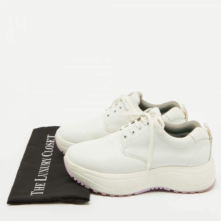 Pre Owned Celine White Leather Low Top Chunky Sneakers Size 38