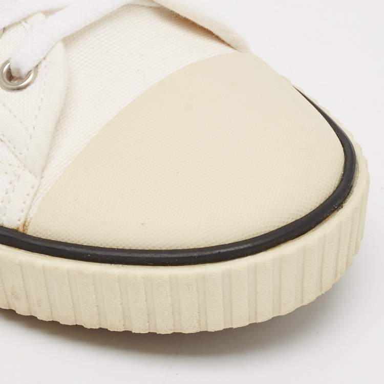 Pre Owned Celine White Canvas and Rubber Blank Lace Up Sneakers Size 39