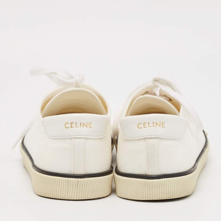 Pre Owned Celine White Canvas and Rubber Blank Lace Up Sneakers Size 39