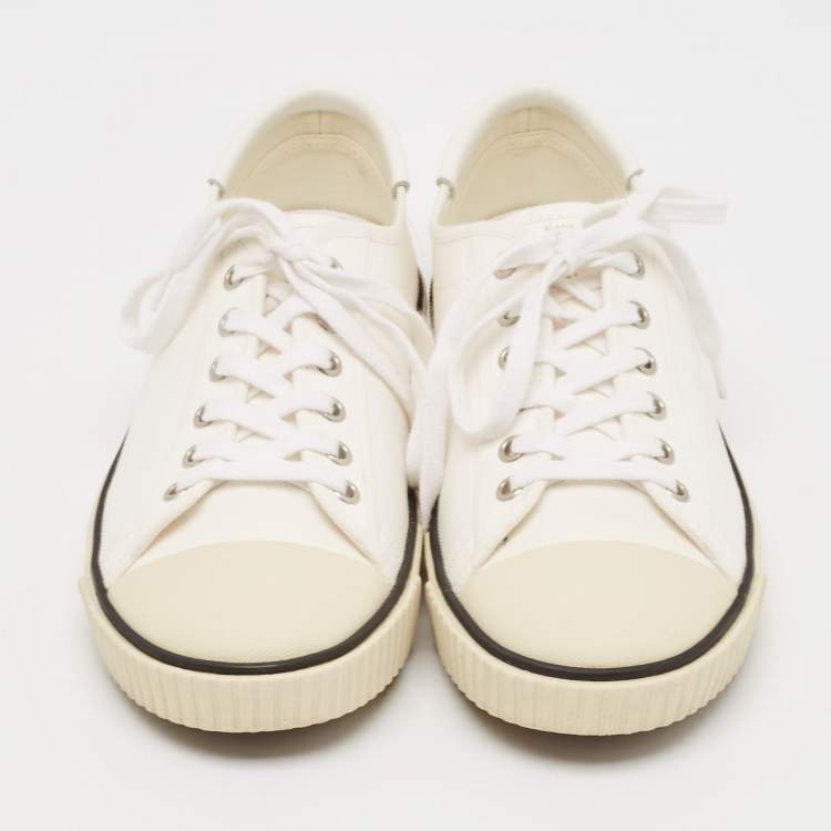 Pre Owned Celine White Canvas and Rubber Blank Lace Up Sneakers Size 39