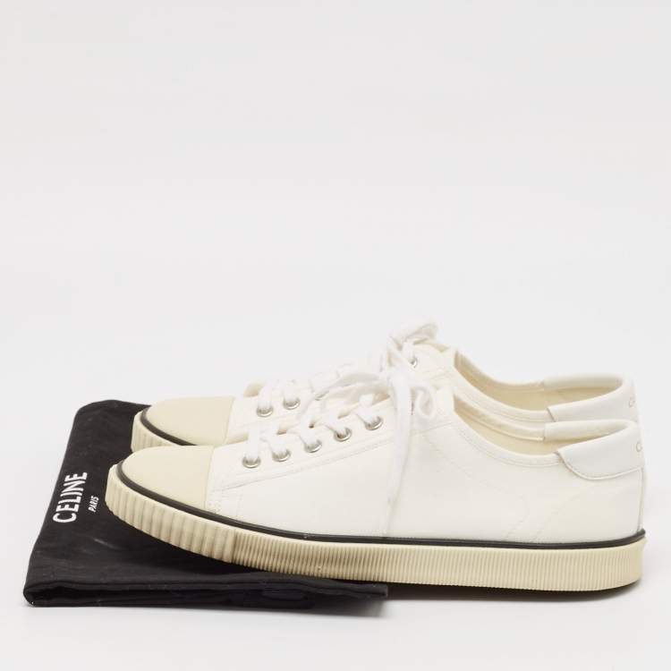 Pre Owned Celine White Canvas and Rubber Blank Lace Up Sneakers Size 39