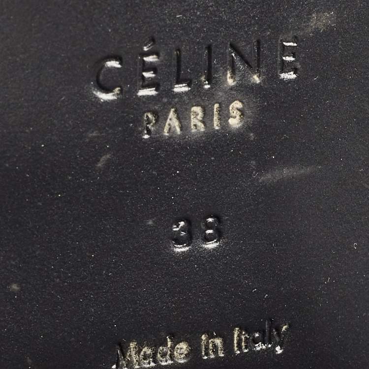 Pre Owned Celine Black Leather Lace Up Heeled Oxfords Size 38