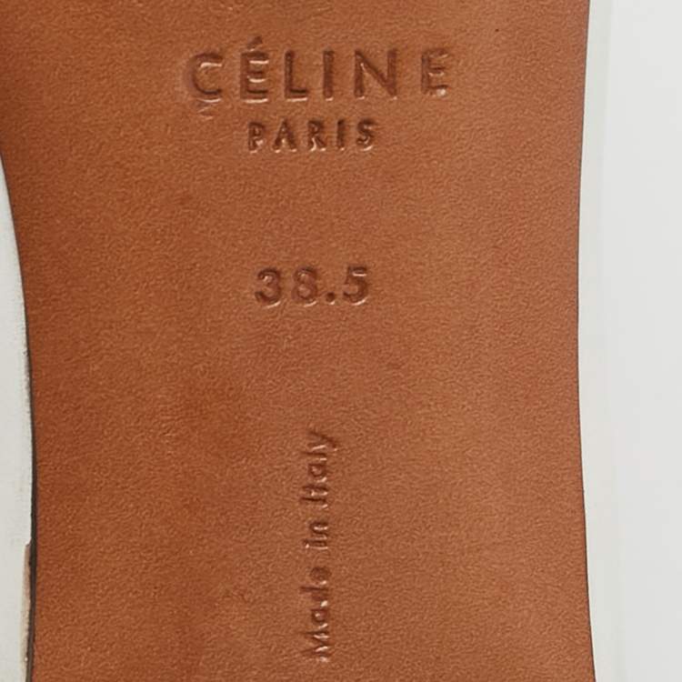 Pre Owned Celine White Leather V-Neck Ballet Flats Size 38.5