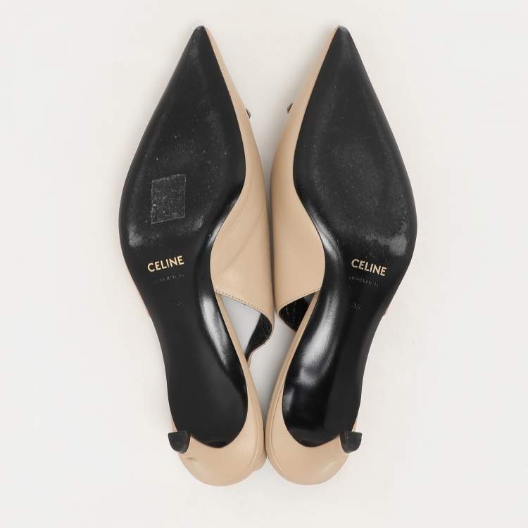 Pre Owned Celine Beige Leather Alma Triomphe Pumps Size 38