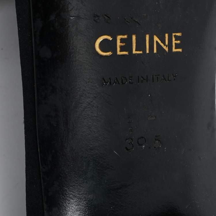 Pre Owned Celine Black Leather Studded T-Strap Sandals Size 39.5