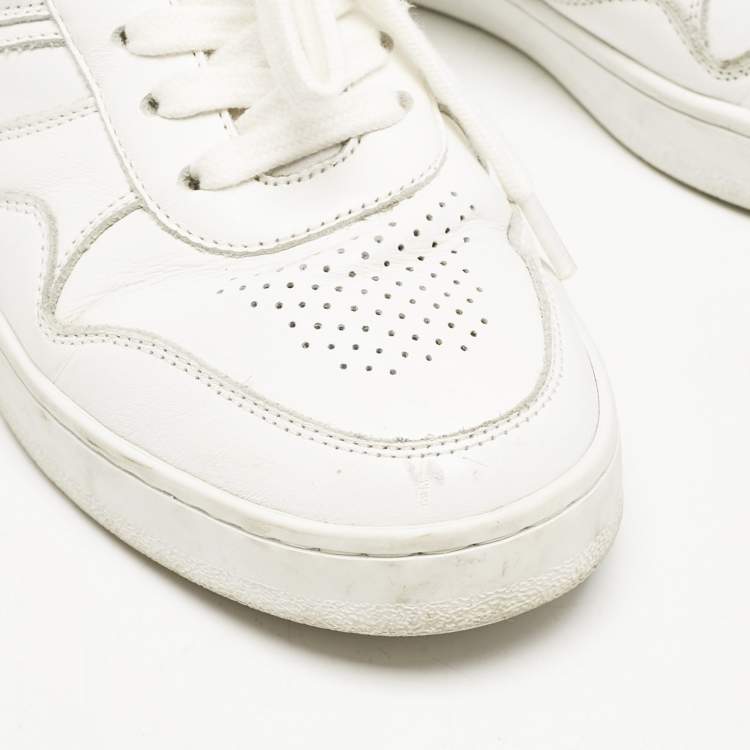 Pre Owned Celine White Leather Lace Up Sneakers Size 35
