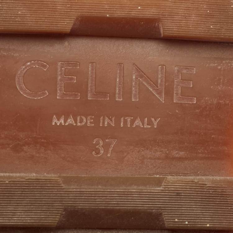 Pre Owned Celine Brown Leather Clea Triomphe Flat Sandals Size 37