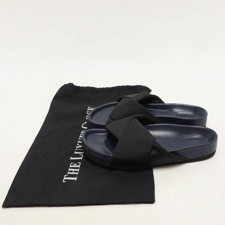 Pre Owned Celine Black Nylon Criss Cross Slide Sandals Size 35
