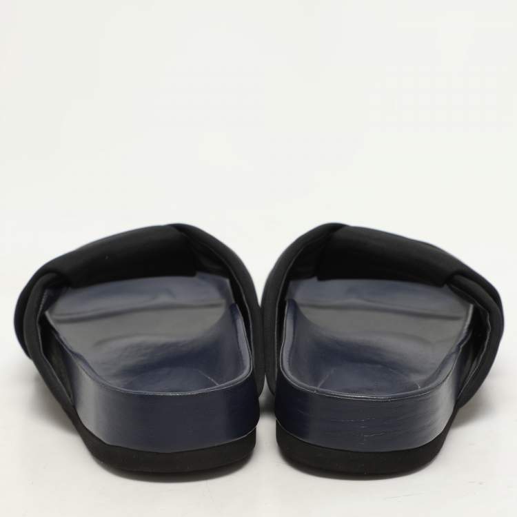 Pre Owned Celine Black Nylon Criss Cross Slide Sandals Size 35