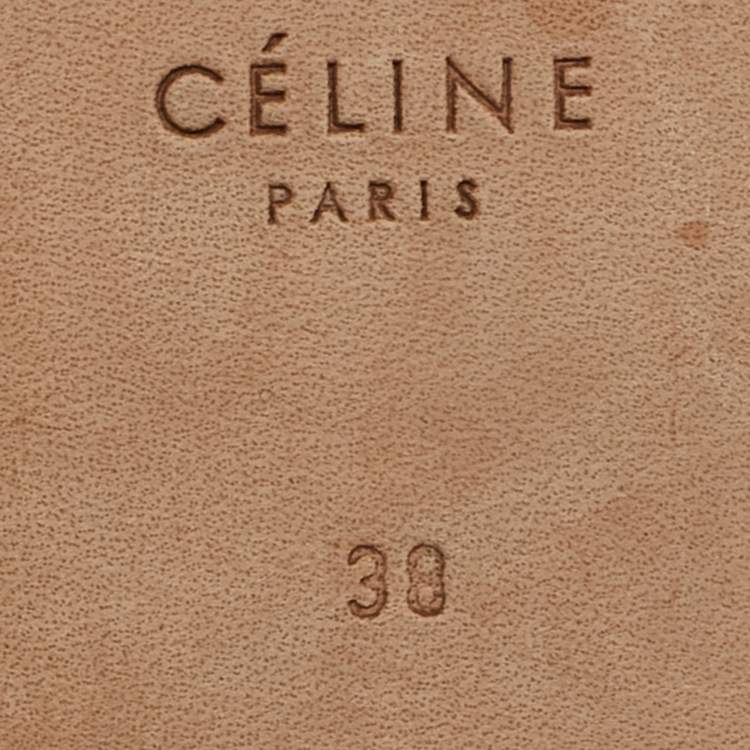 Pre Owned Celine White/Navy Blue Canvas Ankle Strap Espadrille Flats Size 38