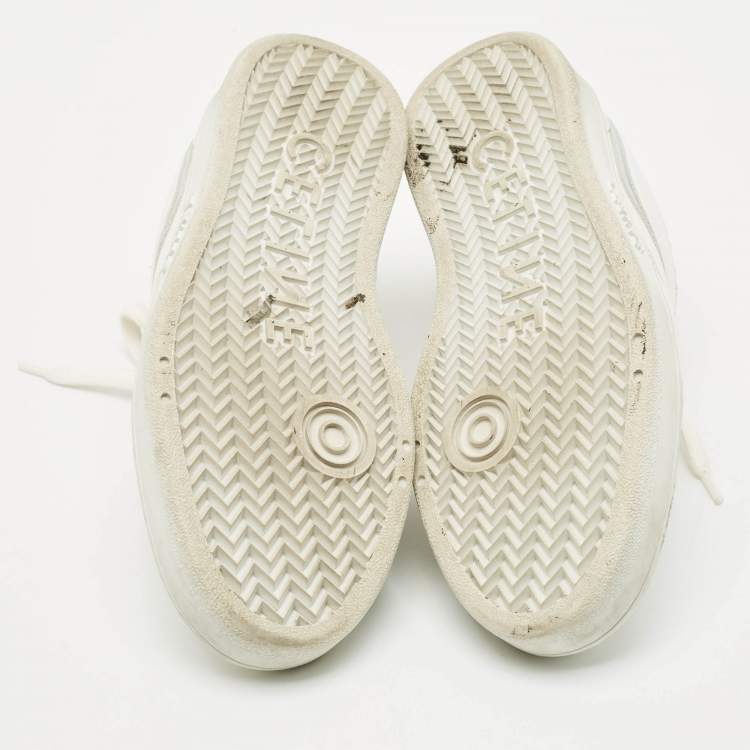 Pre Owned Celine White/Silver Leather Trainer Low Top Sneakers Size 39
