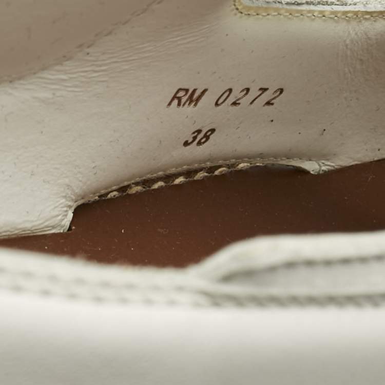 Pre Owned Celine White Leather Leo One Strap Flat Sandals Size 38