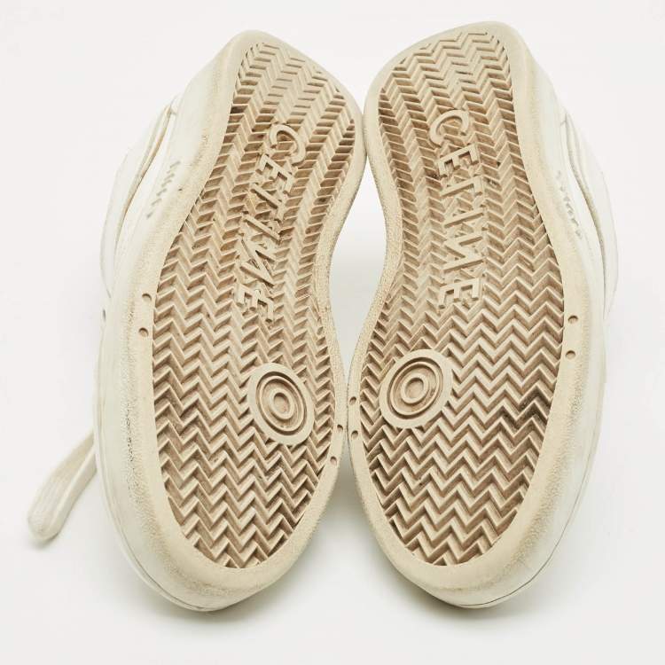 Pre Owned Celine White Leather Trainer Low Top Sneakers  Size 37